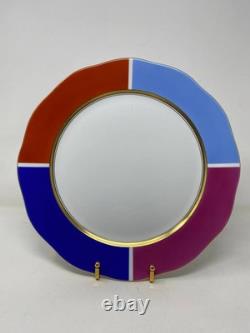 Herend Rare New 12 Dinner Plate Blue, Red & Fuchsia, Open Box