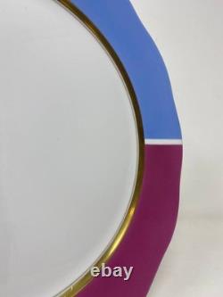 Herend Rare New 12 Dinner Plate Blue, Red & Fuchsia, Open Box