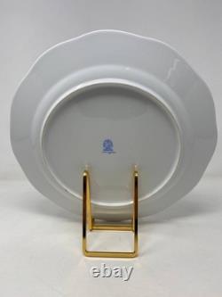 Herend Rare New 12 Dinner Plate Blue, Red & Fuchsia, Open Box