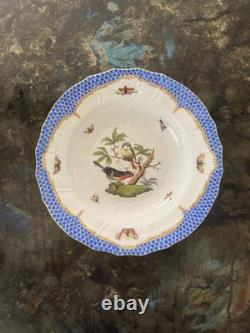 Herend Rothschild Bird Blue Border Dinner Plate Mint Condition 9.5