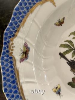 Herend Rothschild Bird Blue Border Dinner Plate Mint Condition 9.5