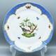 Herend Rothschild Bird Blue Dinner Plate Handpaint by Master Artist 25.5cm Gold