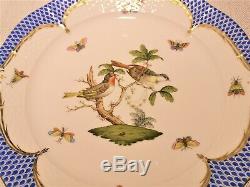 Herend Rothschild Bird Blue Fish Scale Dinner Plate, 524/RO-EB