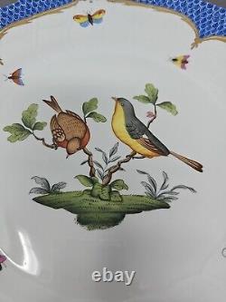 Herend Rothschild Bird Dinner Plate Blue Border #1524 10 1/4 D