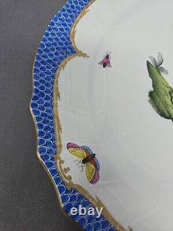 Herend Rothschild Bird Dinner Plate Blue Border #1524 10 1/4 D