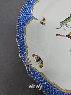 Herend Rothschild Bird Dinner Plate Blue Border #1524 10 1/4 D