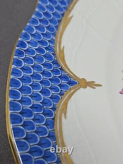 Herend Rothschild Bird Dinner Plate Blue Border #1524 10 1/4 D