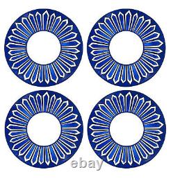 Hermes Bleus D'ailleurs Set Of 4 Dinner Plates #p030001p Brand Nib French F/sh