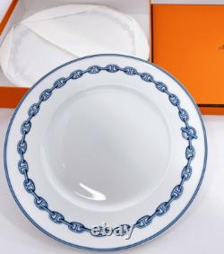 Hermes Paris CHAINE D'ANCRE Blue Dinner Plate Pair Set of 2? 11 in Dish with Box