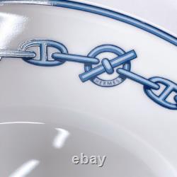 Hermes Paris CHAINE D'ANCRE Blue Dinner Plate Pair Set of 2? 11 in Dish with Box