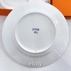 Hermes Paris CHAINE D'ANCRE Blue Dinner Plate Pair Set of 2? 11 in Dish with Box