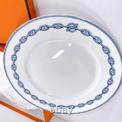 Hermes Paris CHAINE D'ANCRE Blue Dinner Plate Pair Set of 2? 11 in Dish with Box