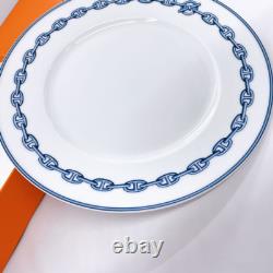 Hermes Paris CHAINE D'ANCRE Blue Dinner Plate Pair Set of 2? 11 in Dish with Box