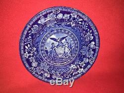 Historical Staffordshire Blue Arms Of New York Dinner Plate Ca. 1825