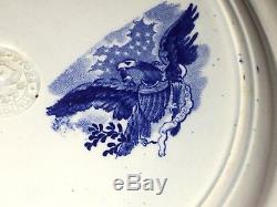 Historical Staffordshire Blue Arms Of New York Dinner Plate Ca. 1825