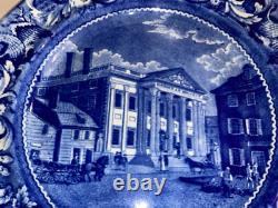 Historical Staffordshire Blue Dinner Plate Bank United States Philadelphia 1825