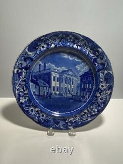 Historical Staffordshire Blue Dinner Plate Bank of United States Philadelphia
