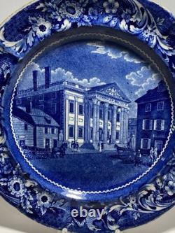 Historical Staffordshire Blue Dinner Plate Bank of United States Philadelphia