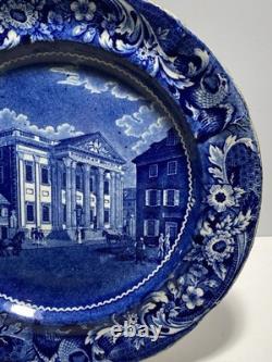 Historical Staffordshire Blue Dinner Plate Bank of United States Philadelphia