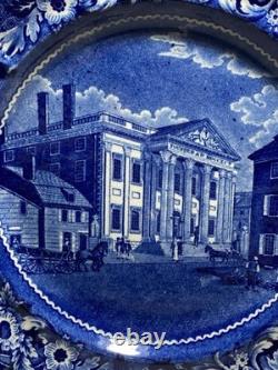 Historical Staffordshire Blue Dinner Plate Bank of United States Philadelphia