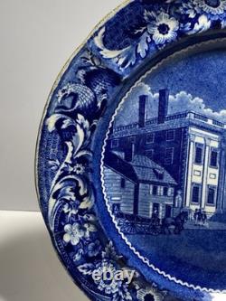Historical Staffordshire Blue Dinner Plate Bank of United States Philadelphia