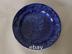Historical Staffordshire Blue Dinner Plate Lagrange Lafayette's Residence 1825