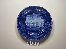 Historical Staffordshire Blue Dinner Plate Macdonough's Victory Ca. 1825