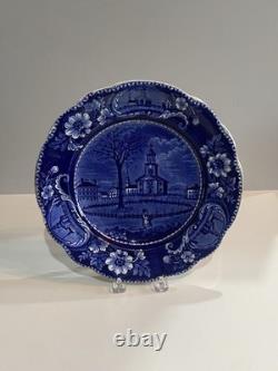 Historical Staffordshire Blue Dinner Plate Pittsfield Elm Ca. 1825 Transfer