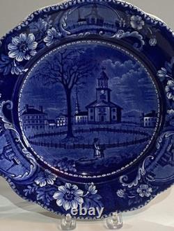Historical Staffordshire Blue Dinner Plate Pittsfield Elm Ca. 1825 Transfer
