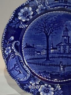 Historical Staffordshire Blue Dinner Plate Pittsfield Elm Ca. 1825 Transfer