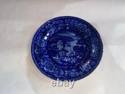 Historical Staffordshire Blue Dinner Plate View Near Philadelphia 1825