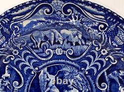 Historical Staffordshire Dark Blue Dinner Plate Quadruped Lion 2 Available 1825