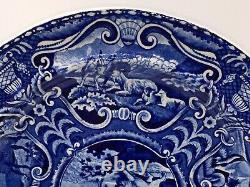 Historical Staffordshire Dark Blue Dinner Plate Quadruped Lion 2 Available 1825