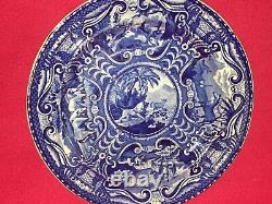 Historical Staffordshire Dark Blue Dinner Plate Quadruped Lion Ca. 1825 A