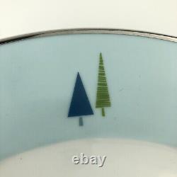 Home WINTER SOLSTICE Dinner Plates (12) Modern Christmas Pine Tree Blue Silver