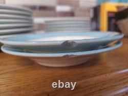 Homer Laughlin USA rare 80s China Dishes Blue Brown White fiestaware