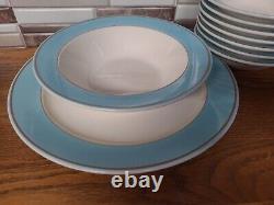 Homer Laughlin USA rare 80s China Dishes Blue Brown White fiestaware