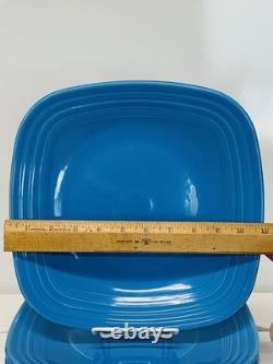 Homer Laughlin fiestaWare Square Dinner PLATE turquoise Blue Fiesta Lot Of 6 SFB