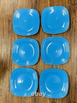 Homer Laughlin fiestaWare Square Dinner PLATE turquoise Blue Fiesta Lot Of 6 SFB