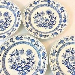 Hutschenreuther Blue Onion Set 4 XL Dinner Plates 10.75d Scalloped Germany