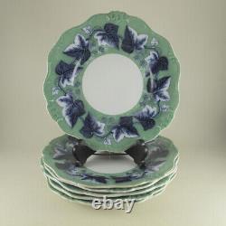 IVY WREATHS by DAVENPORT 1832 Pearlware Blue Green Transfer 6 Dinner Plates