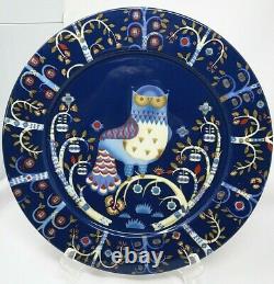 Iittala Taika Blue Owl Klaus Haapaniemi 4-Dinner Plates 2-Bowls Finland EUC