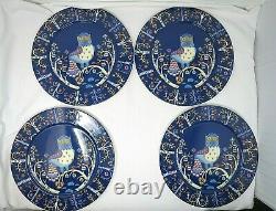 Iittala Taika Blue Owl Klaus Haapaniemi 4-Dinner Plates 2-Bowls Finland EUC