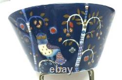 Iittala Taika Blue Owl Klaus Haapaniemi 4-Dinner Plates 2-Bowls Finland EUC