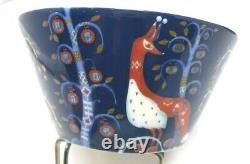 Iittala Taika Blue Owl Klaus Haapaniemi 4-Dinner Plates 2-Bowls Finland EUC