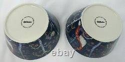 Iittala Taika Blue Owl Klaus Haapaniemi 4-Dinner Plates 2-Bowls Finland EUC