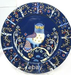 Iittala Taika Blue Owl Klaus Haapaniemi 4-Dinner Plates 2-Bowls Finland EUC