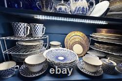 Imperial Porcelain Cobalt Net 9.5 Lg. Lomonosov Blue DINNER Luncheon PLATES NEW