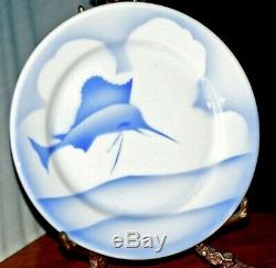 JACKSON CHINA RESTAURANTWARE 9 inch ROUND BLUE PLATE AIRBRUSHED SWORD FISH RARE