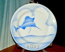 JACKSON CHINA RESTAURANTWARE 9 inch ROUND BLUE PLATE AIRBRUSHED SWORD FISH RARE